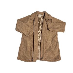 Kate‎ & Sam Women's 2XL Faux Fur Boucle Coat Camel Soft Teddy Bear Brown Jacket